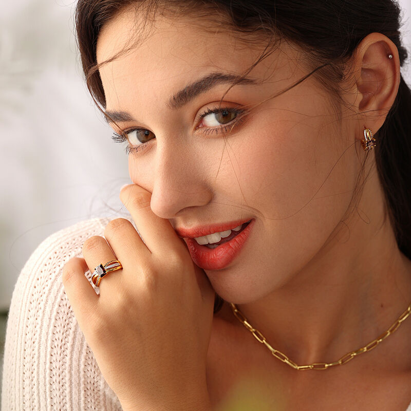 Jeulia Two Tone Crossover Emerald Cut  Sterling Silver Earrings