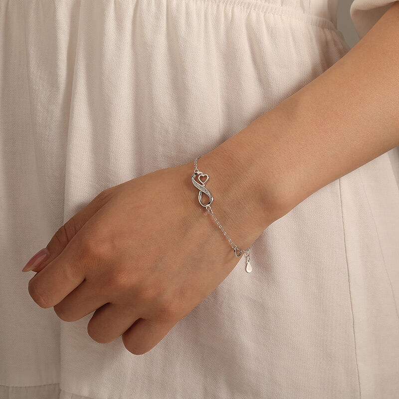 Jeulia Infinity Matched Heart Armband för Kvinnor Justerbart