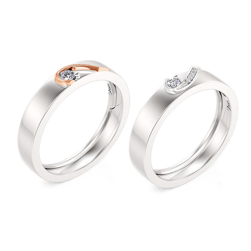Jeulia Classic Heart Couple's Ring Sterling Silver