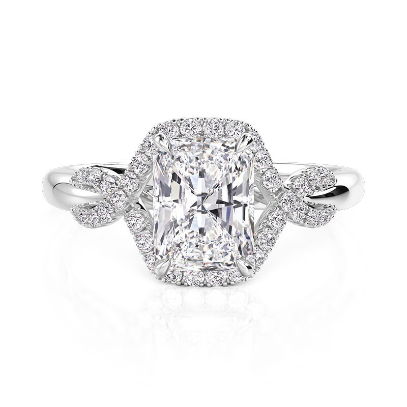 Jeulia Anillo de Compromiso con Halo Infinito Corte Radiante de Plata Esterlina