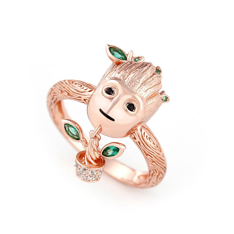 Jeulia "I am Groot" Tree Man Sterling Silver Dangle Ring