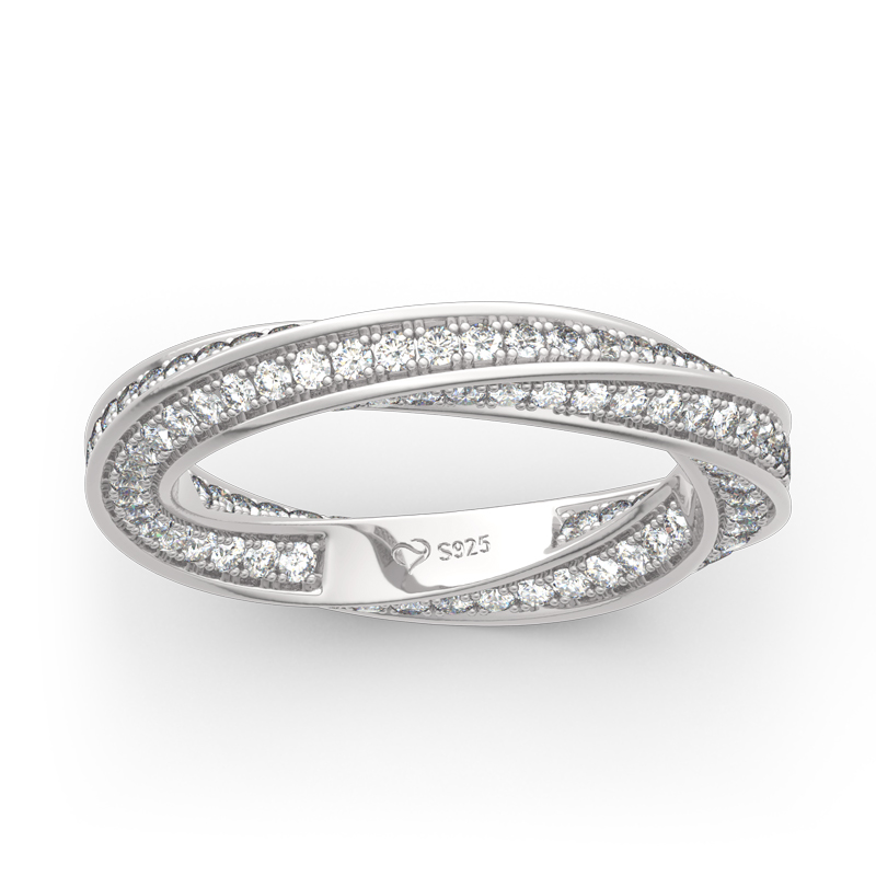 Jeulia Simple Twist Design Sterling Silver Women's Band