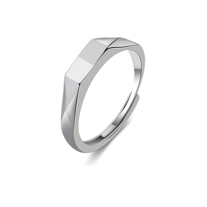 Jeulia Simple "Love Projection Ring"  Men Wedding Band Sterling Silver
