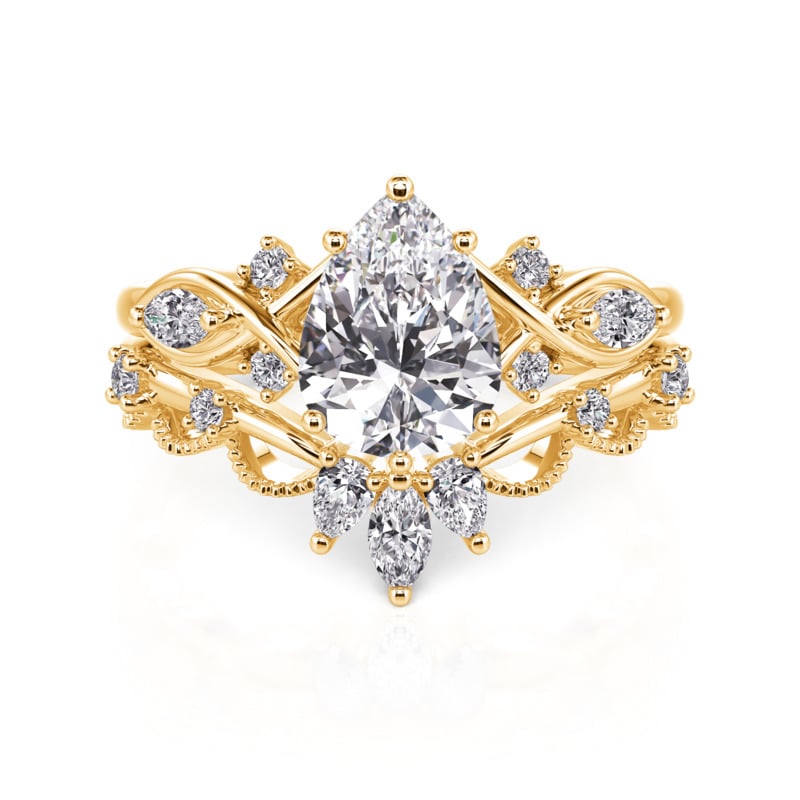 Jeulia Infinity Gold Pear Shaped Engagement Ring Set