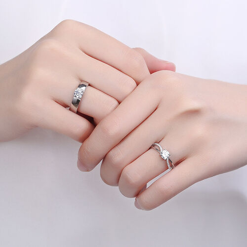 Jeulia Solitaire Sterling Silver Adjustable Men's Ring