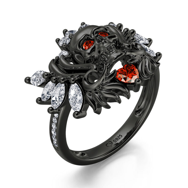 Jeulia "My Queen" Skull Design Wings Sterling Silver Ring
