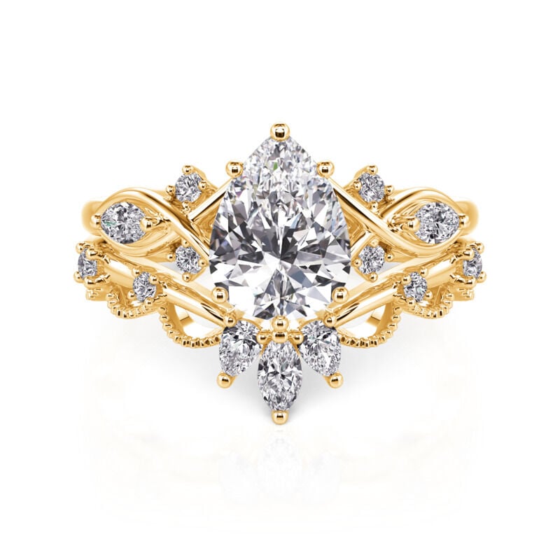 Jeulia Infinity Gold Pear Shaped Engagement Ring Set