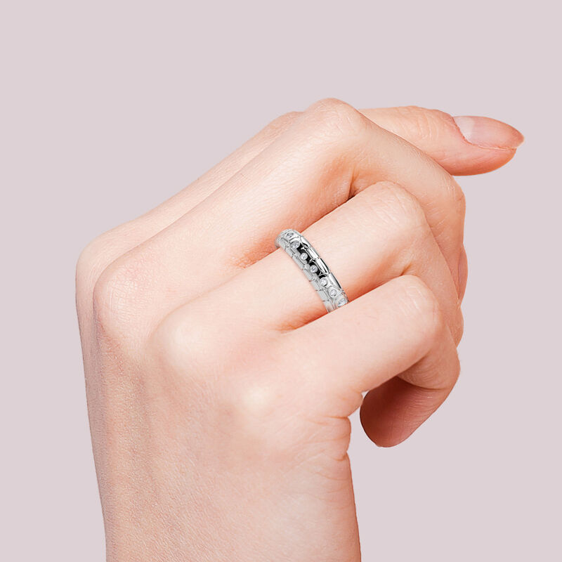 Jeulia anillo de alianza de amor de hombre con piedras pequeñas