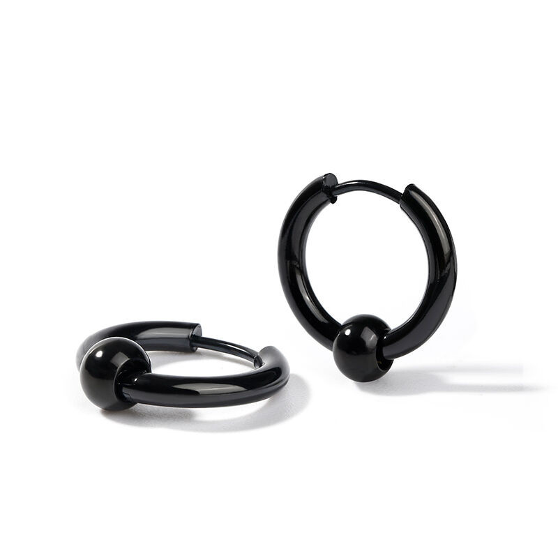 Jeulia Simple Men's Stainless Steel Hoop Earrings