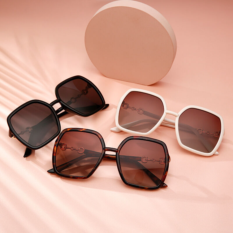 Jeulia Gafas de sol polarizadas con lentes geométricos grises para mujer