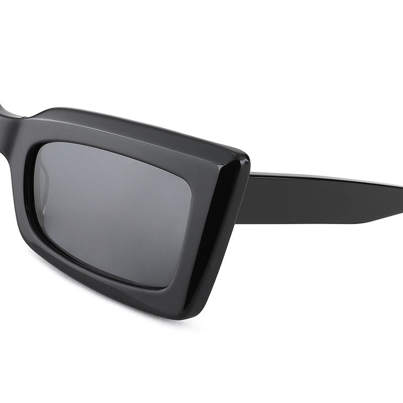 Jeulia Damskie okulary przeciwsłoneczne Prostokątne czarne z polaryzacją