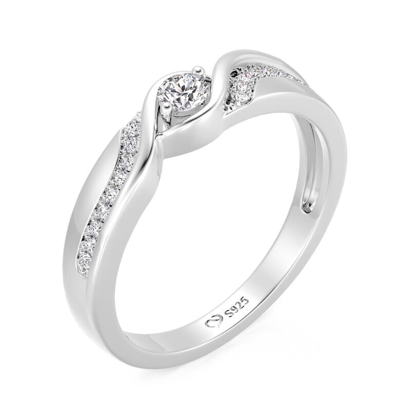 Jeulia Bague de Mariage pour Femme Coupe Ronde Bypass en Argent Sterling