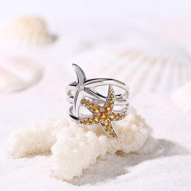 Jeulia Starfish Sterling Silver Ring