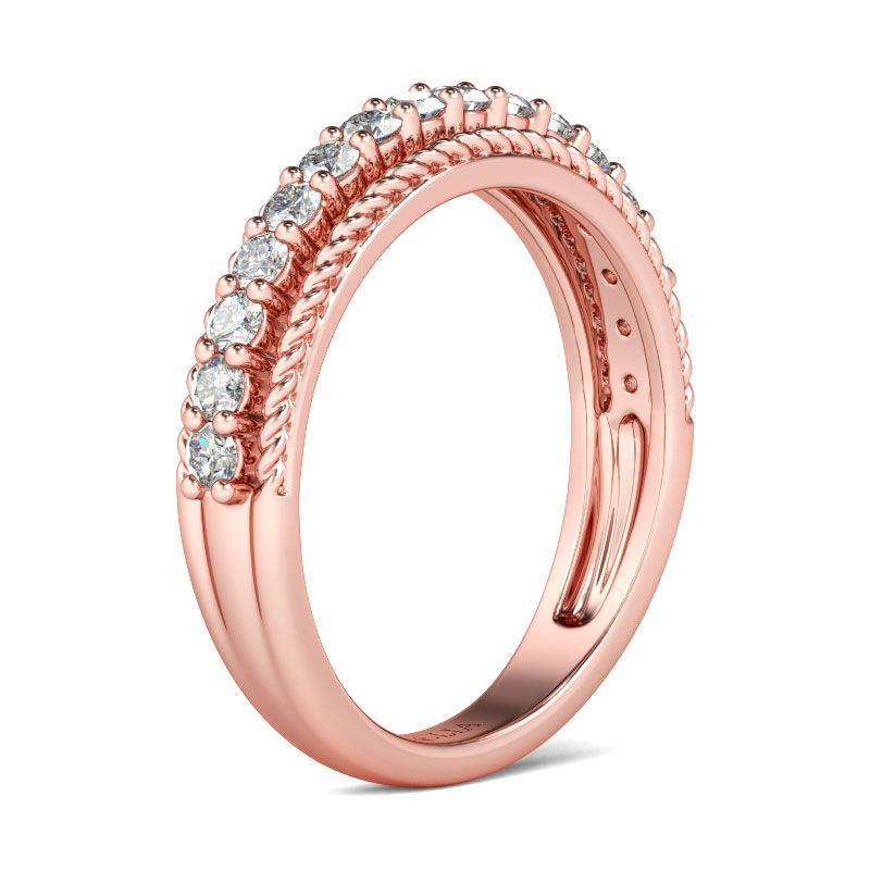 Jeulia Rose Gold Tone Sterling Silver Women's Band