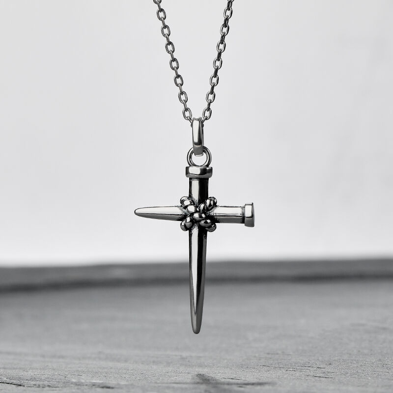 Jeulia "Holy Knot" Cross Design Sterling Silver Necklace