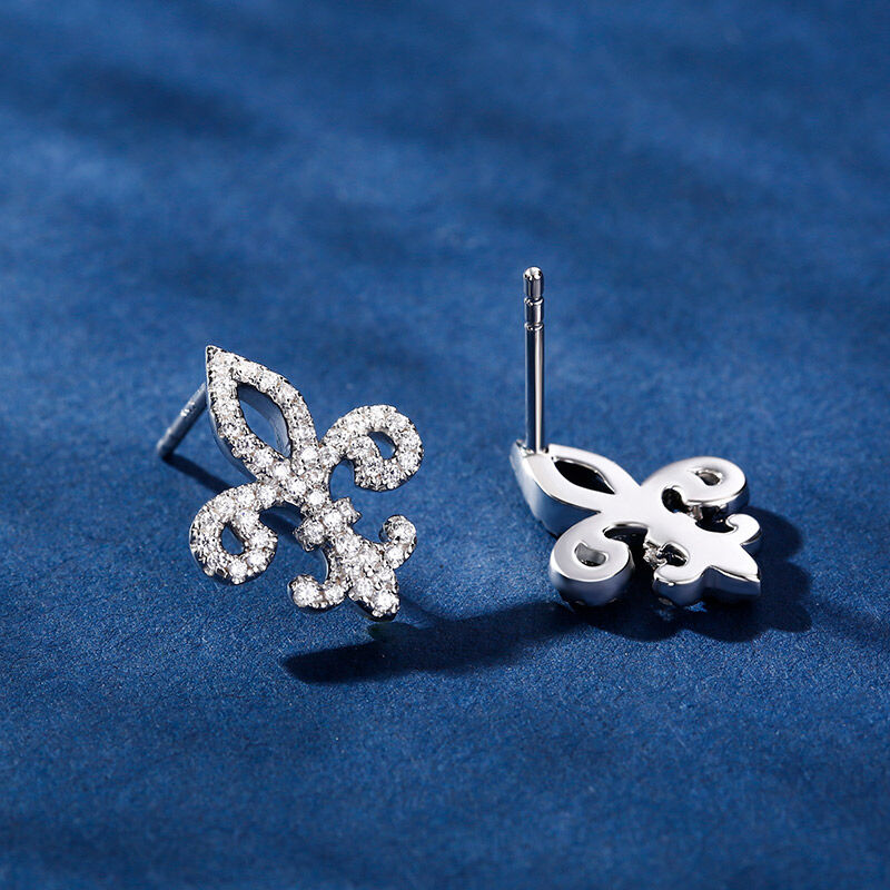 Jeulia Fleur-de-lis Sterling Silver Stud Earrings
