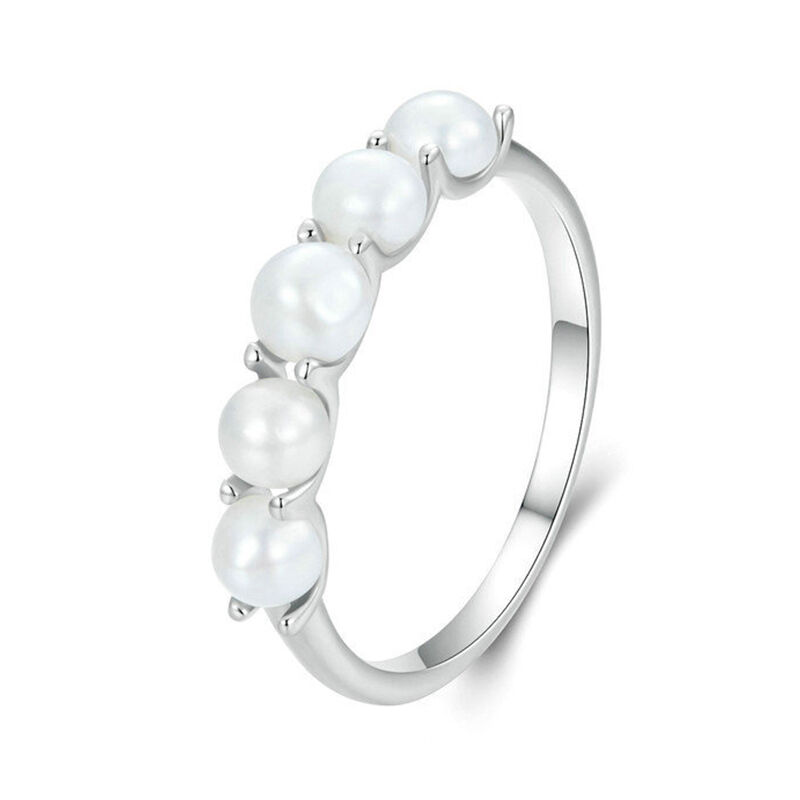 Jeulia Classic White Pearl Sterling Silver Ring