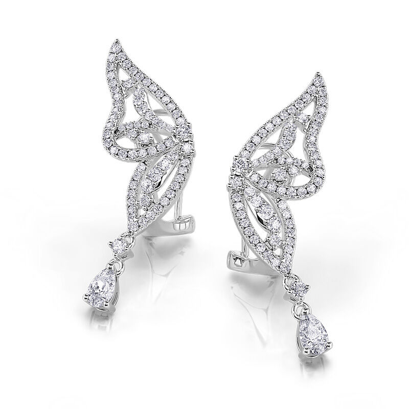 Jeulia "Celestial Flutter" Butterfly Pear Cut Sterling Silver Drop Earrings