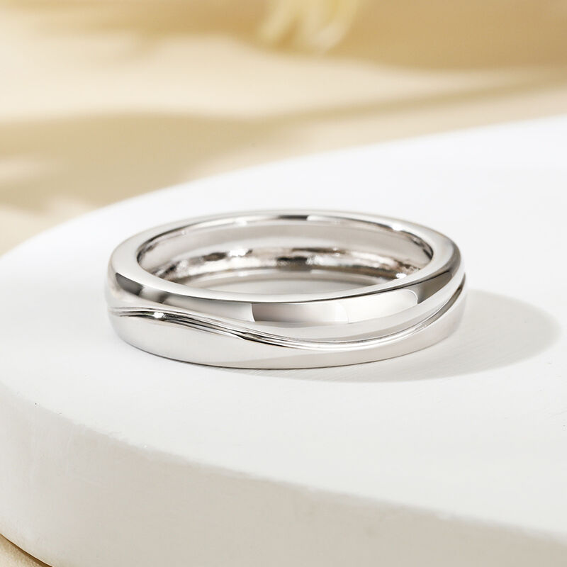 Jeulia "Lines of Love" Simple Heart Couple Rings Sterling Silver