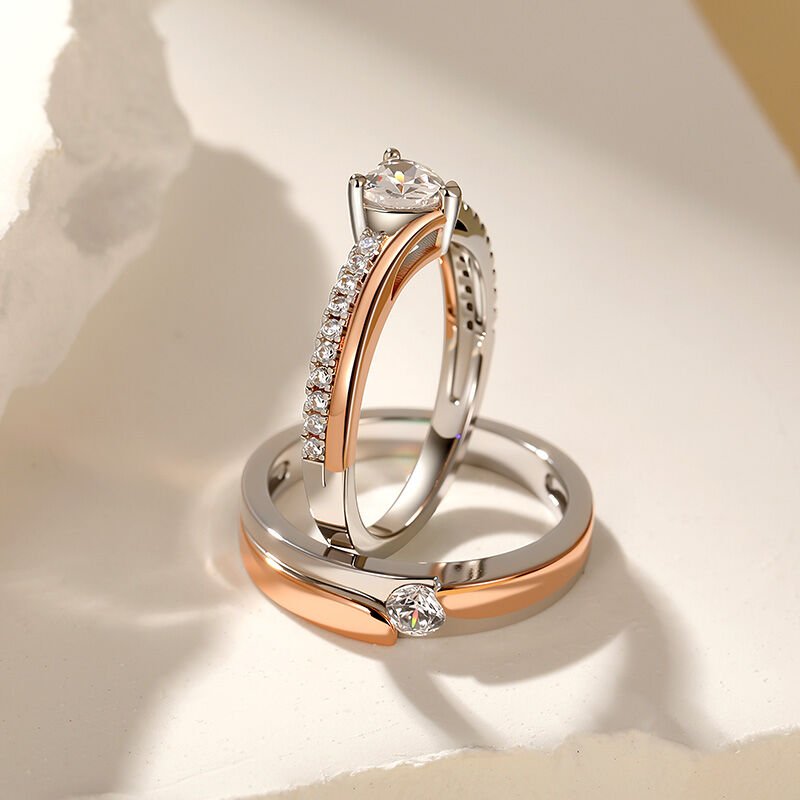 Jeulia Amore Böjda Tvåfärgade Parringar i Sterling Silver