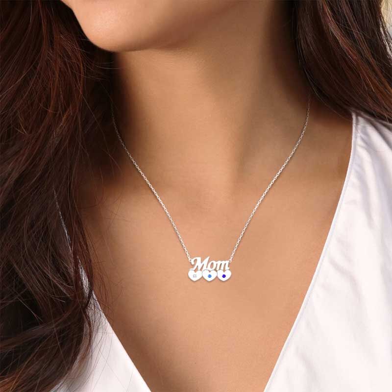 Jeulia Collier en Argent Sterling Avec Mom et Pièrre de Naissance