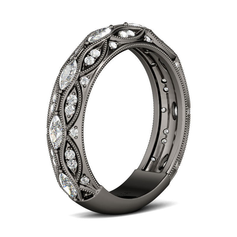جوليا خاتم الفضة الإسترليني بقطع ماركيز بلون أسود النسائية
