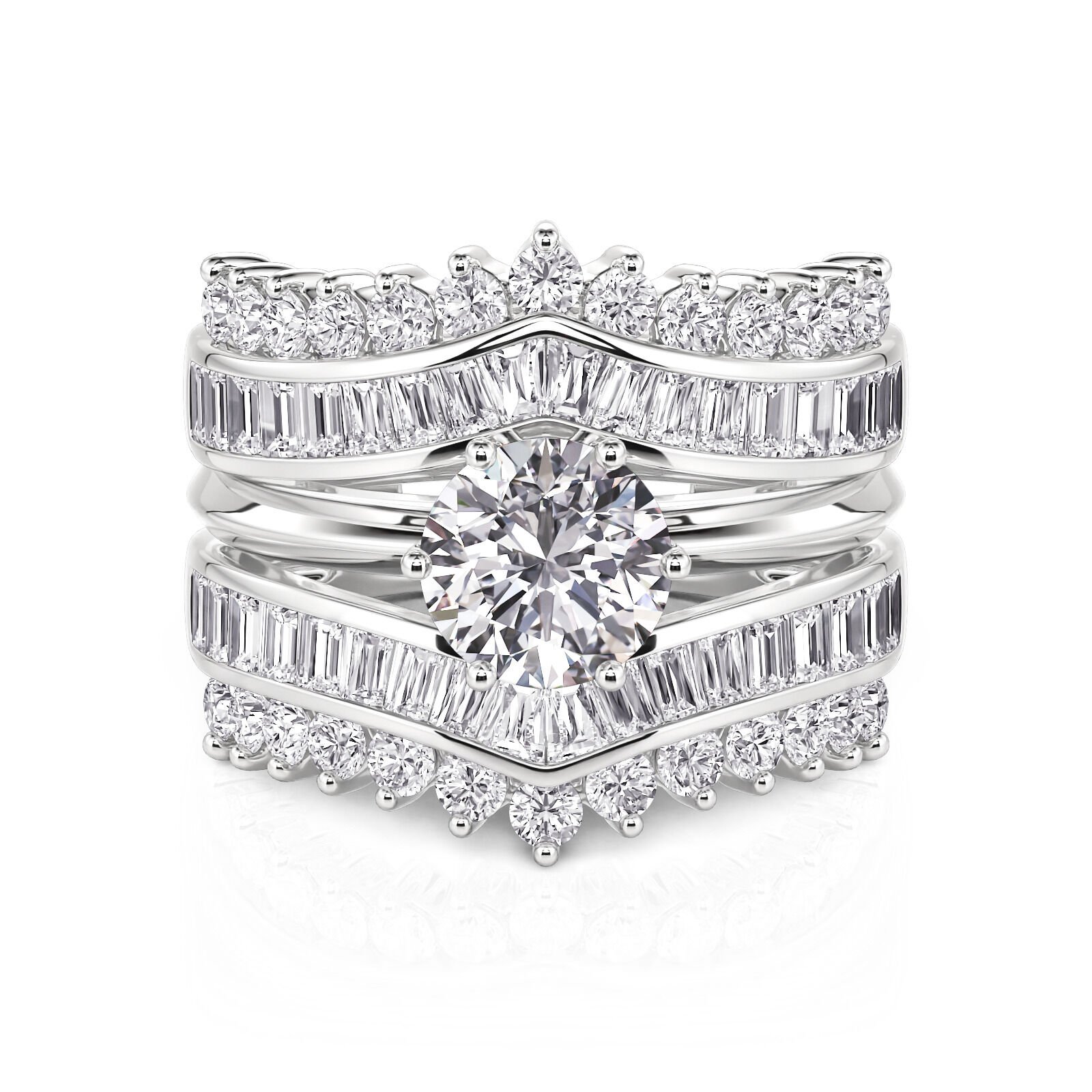 Jeulia Round Cut Interchangeable Bridal Ring Set