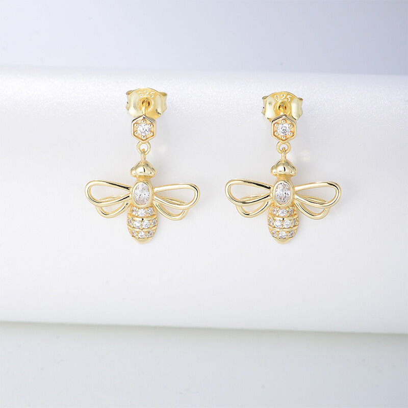 Jeulia Bee Design Hollow Wings Sterling Silver Earrings