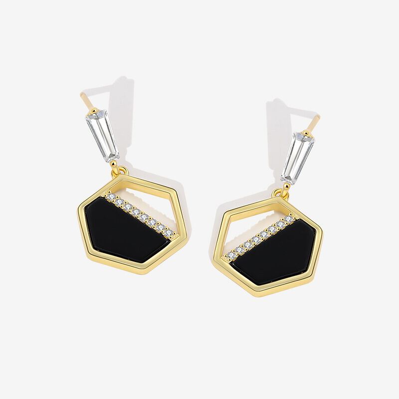 Jeulia Hexagon Design Sterling Silver Drop Earrings
