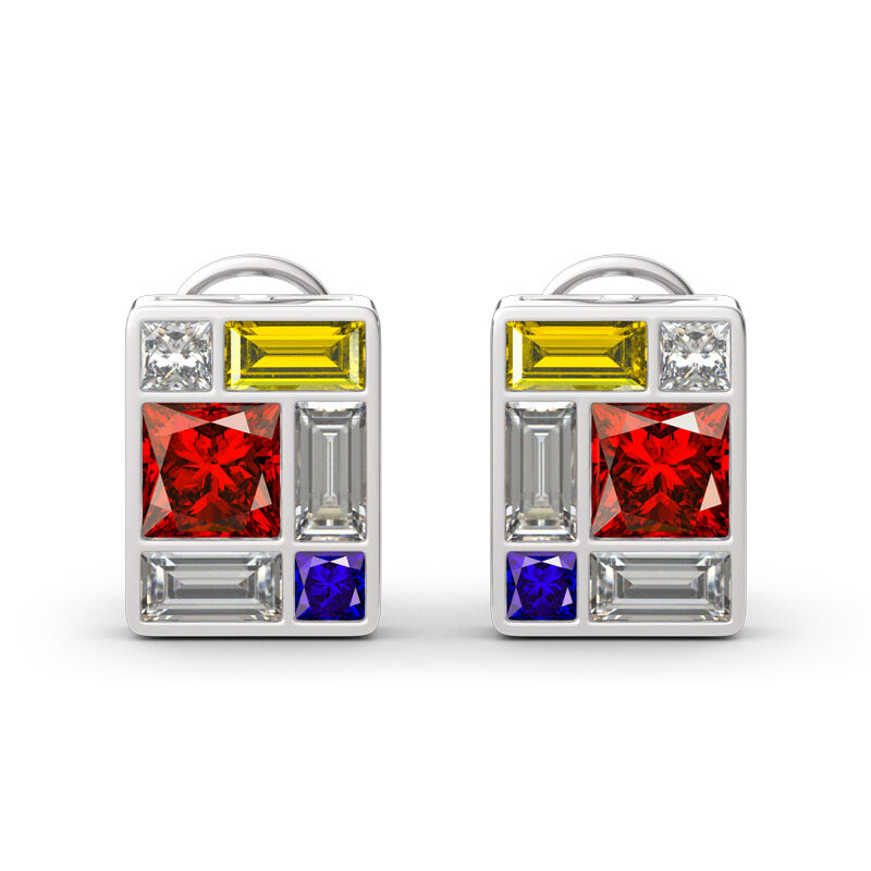 Jeulia Mondrian Composition Inspired Sterling Silver Earrings