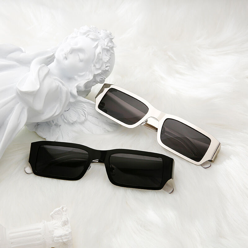 جوليا نظارة شمسية مستقطبة مستطيلة معدنية سوداء للجنسين