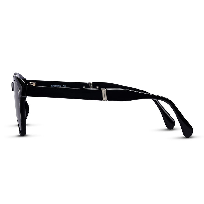 جوليا نظارة شمسية مستديرة باللون الأسود والرمادي للجنسين قابلة للطي