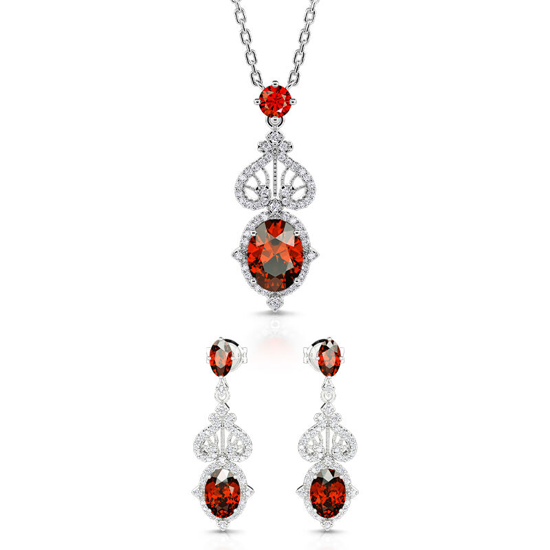 Jeulia "Eternal Flame" Sterling Silver Jewelry Set