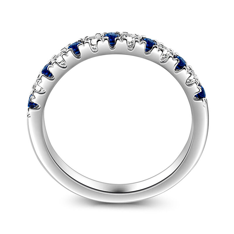 Jeulia Simple Women Wedding Band White and Blue Silver