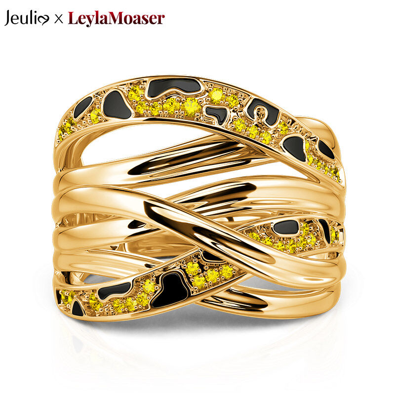 Jeulia x Leyla “Quicksand Leopard Shadow” Intertwined Ring
