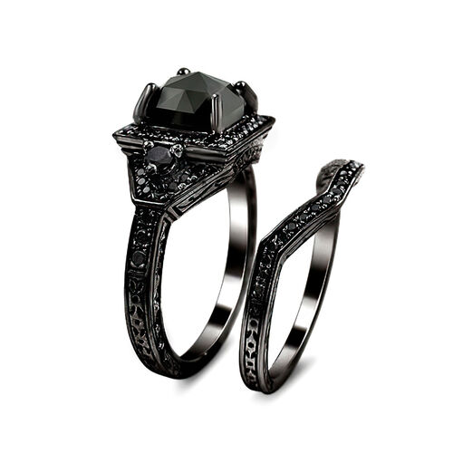 Jeulia Cushion Cut Sterling Silver Ring Set