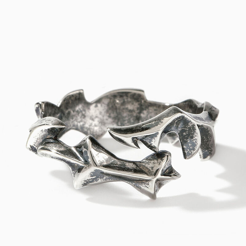 Jeulia "Dragon Flame" Sterling Silver Open Ring