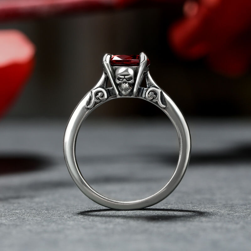 Jeulia Skull Design Round Cut Sterling Silver Ring
