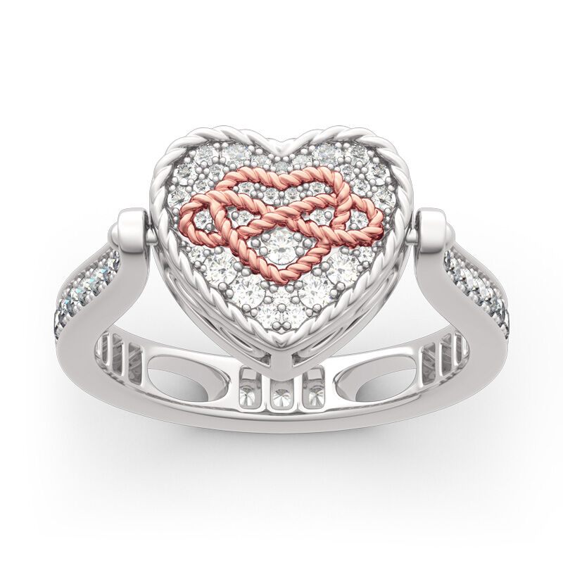 Jeulia "Heart and Infinity" Sterling Silver Personalized Photo Ring (With A Free Chain)