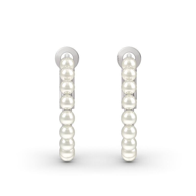 Jeulia Cultured Pearl Sterling Silver Hoop Earrings