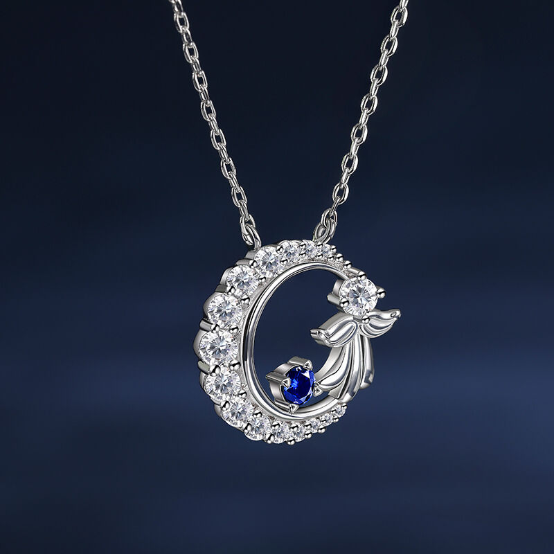 Jeulia "Serene Angel" Crescent Moon Sterling Silver Necklace