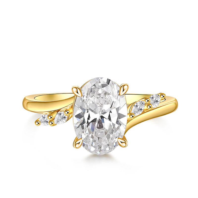 Jeulia Oval Engagement Ring Gold Tone Sterling Silver