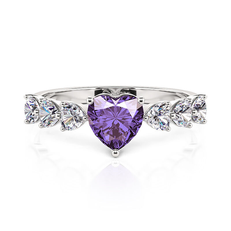 Jeulia Custom Heart Promise Ring with Birthstone Sterling Silver