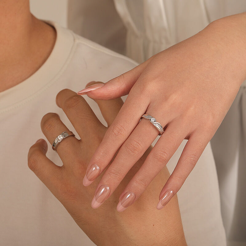 Jeulia Juego de Alianzas Corte Redondo Cruzado en Plata de Ley