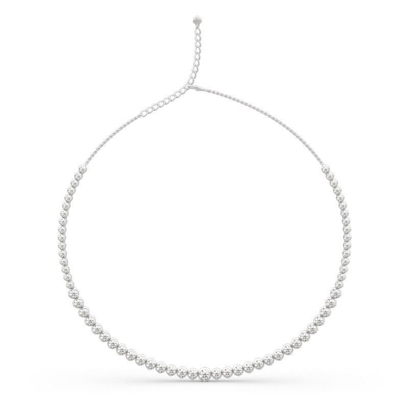 Jeulia Classic Round Cut Sterling Silver Tennis Necklace