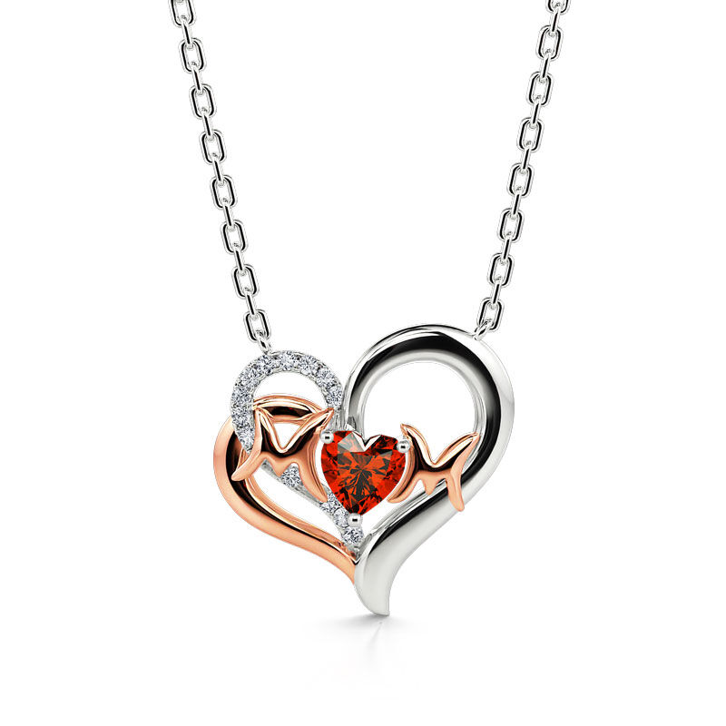 Jeulia "I Love You with All My Heart" Mom Heart Sterling Silver Necklace