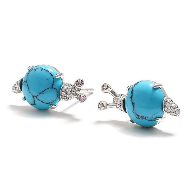 Jeulia "Natural Beauty" Snail Turquoise Design Sterling Silver Earrings