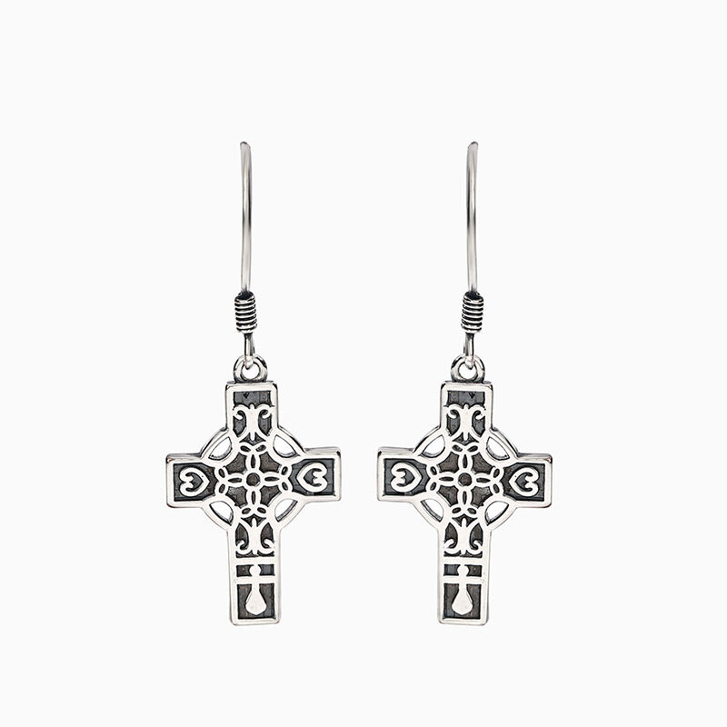 Jeulia "Celtic Knot" Cross Sterling Silver Earrings