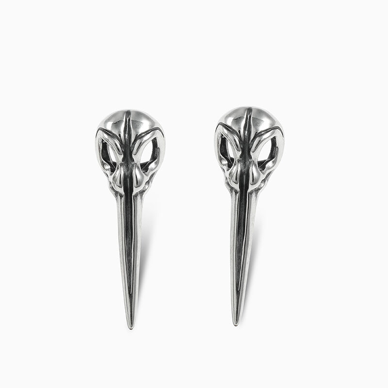 Jeulia "Cool Bird" Skull Sterling Silver Earrings