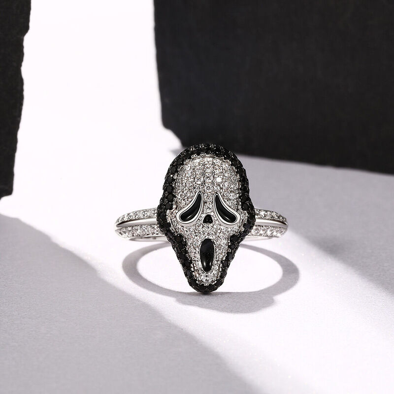 Jeulia "Horror Scream" Ghostface Skull Mask Sterling Silver Ring